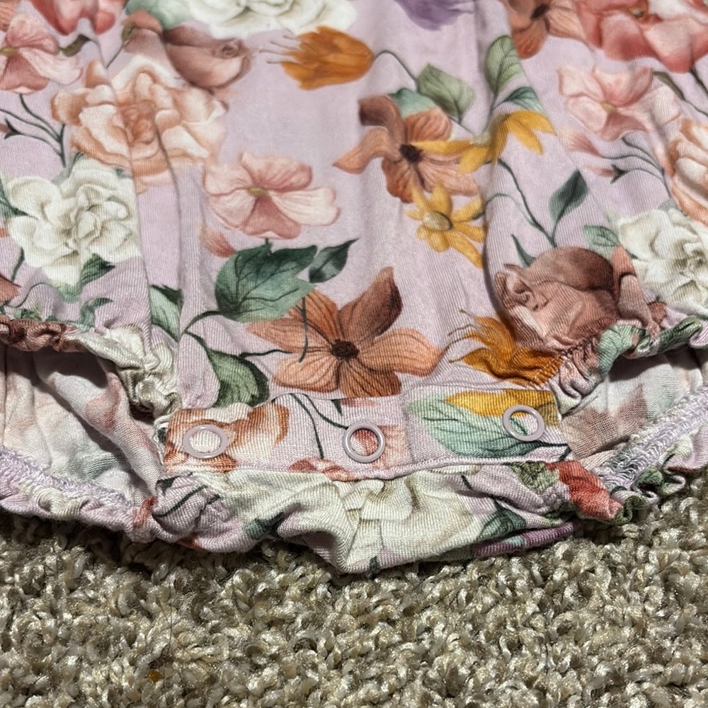 Posh peanut Floral Long Sleeve Baby Romper - Picture 3 of 6